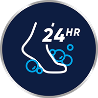 Ne pas laver ou mouiller vos pieds pendant les 24 heures